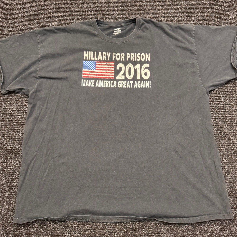 Port & Company Hillary For Prison 2016 MAGA Graphic T-Shirt Black Mens 4XL
